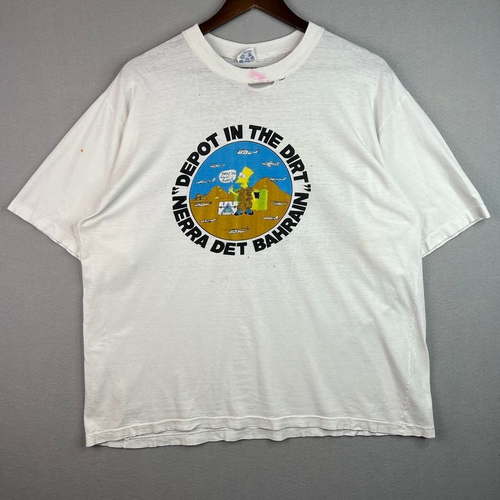 Vintage Depot In The Dirt Baghdad Air Show Military Propaganda White Tee Shirt